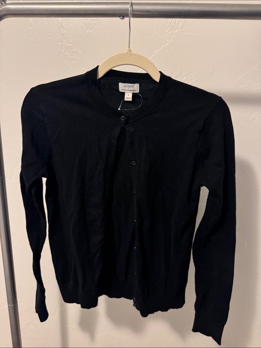 J. Crew Black Women's Button-Front Crewneck Cardigan